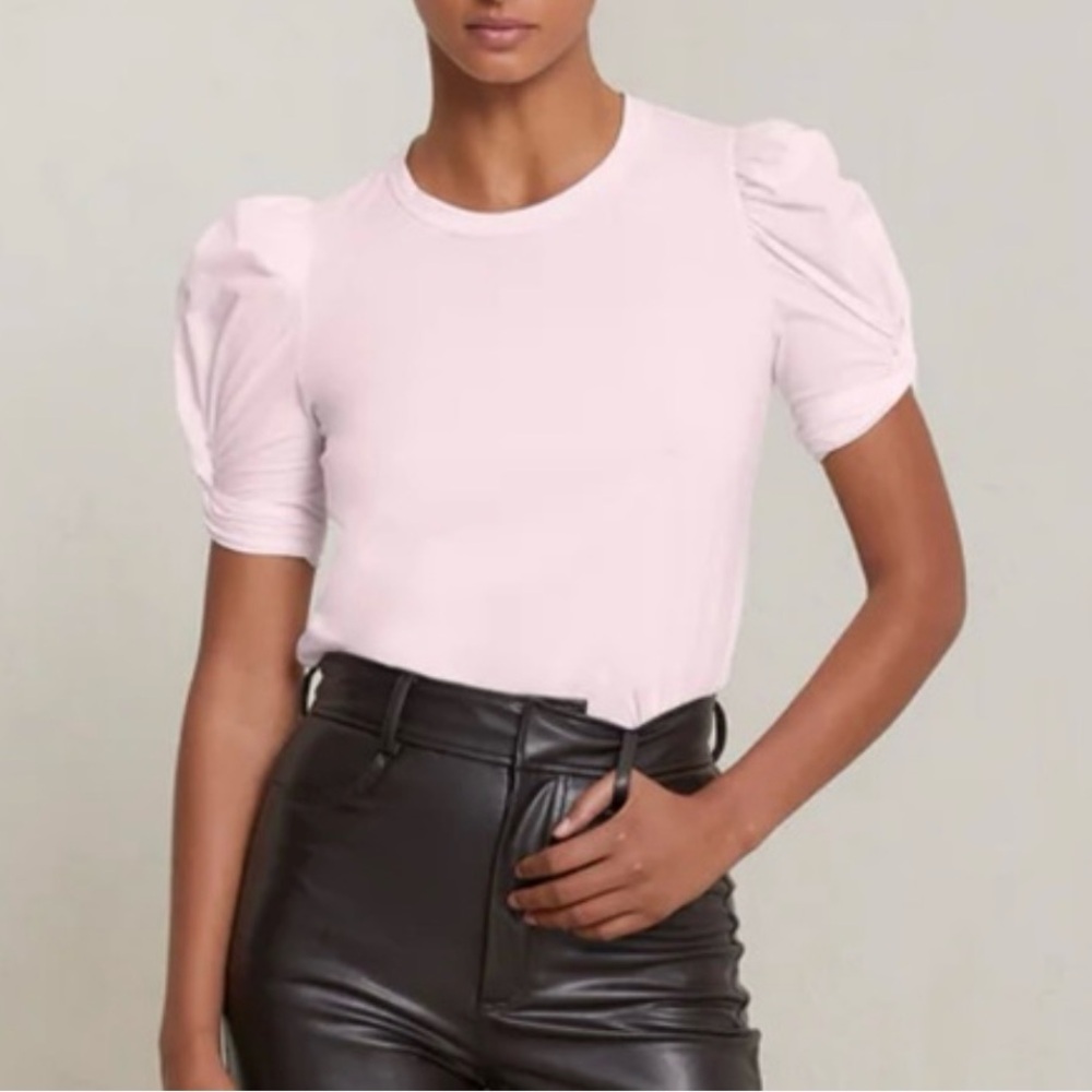 A.L.C. Kati Pink Puff Sleeve tee.100% breathable cotton.Lightweight.Size Large